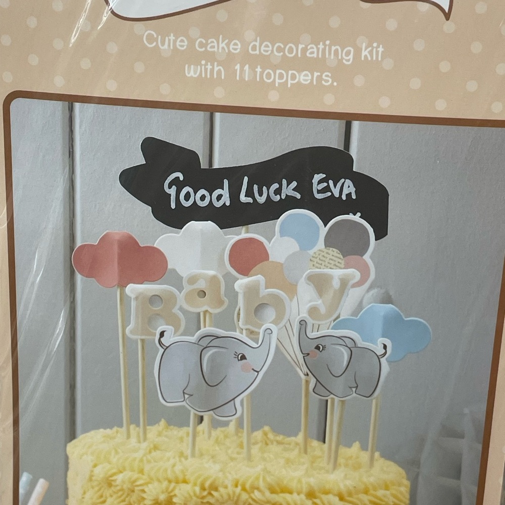 Elephant Cake Topper Set - Multicolor